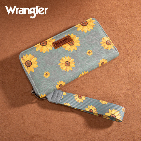 WG204-W006  Wrangler Sunflower Print PU Leather Wallet- Jean