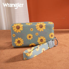 WG204-W006  Wrangler Sunflower Print PU Leather Wallet- Jean