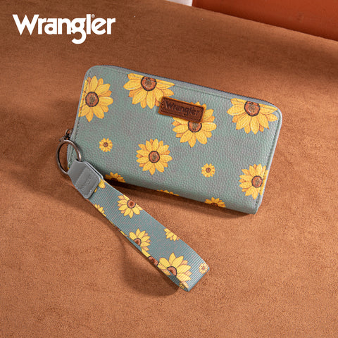 WG204-W006  Wrangler Sunflower Print PU Leather Wallet- Jean
