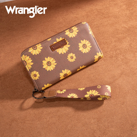 WG204-W006  Wrangler Sunflower Print PU Leather Wallet-Khaki