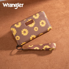 WG204-W006  Wrangler Sunflower Print PU Leather Wallet-Khaki