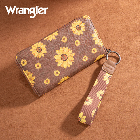 WG204-W006  Wrangler Sunflower Print PU Leather Wallet-Khaki