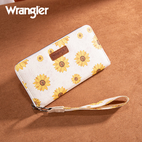 WG204-W006  Wrangler Sunflower Print PU Leather Wallet-Beige