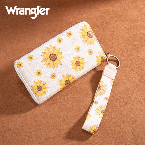 WG204-W006  Wrangler Sunflower Print PU Leather Wallet-Beige