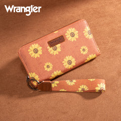 WG204-W006  Wrangler Sunflower Print PU Leather Wallet-Brown