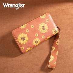 WG204-W006  Wrangler Sunflower Print PU Leather Wallet-Brown