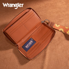 WG204-W006  Wrangler Sunflower Print PU Leather Wallet-Brown