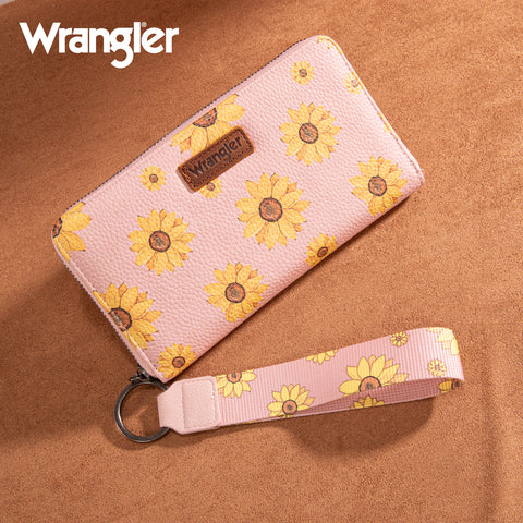 WG204-W006  Wrangler Sunflower Print PU Leather Wallet- Pink