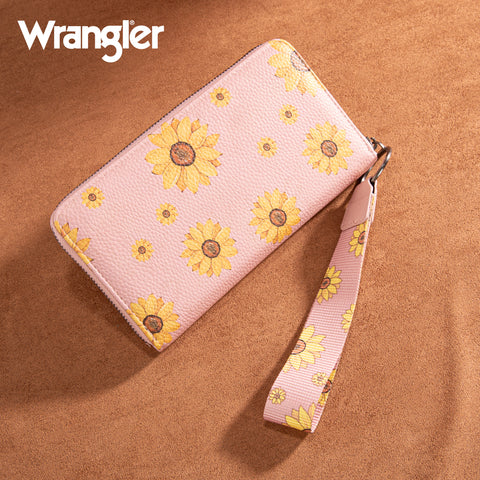 WG204-W006  Wrangler Sunflower Print PU Leather Wallet- Pink