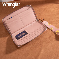 WG204-W006  Wrangler Sunflower Print PU Leather Wallet- Pink