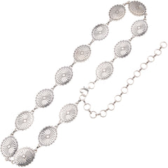 RCB-1030  Rustic Couture Etched Oval Concho Link Chain Belt