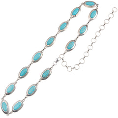 RCB-1021  Rustic Couture Copper Concho Link Chain Belt with White Turquoise Stone