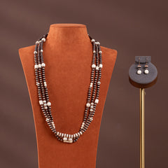 RNS-1032  Rustic Couture's  Layered Beaded Necklace Earrings Set