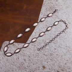 RCB-1021  Rustic Couture Copper Concho Link Chain Belt with White Turquoise Stone