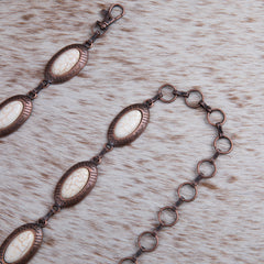 RCB-1021  Rustic Couture Copper Concho Link Chain Belt with White Turquoise Stone