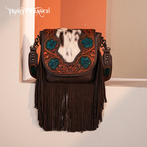 TR187-8360 Trinity Ranch Genuine Hair-On Cowhide Tooled Fringe