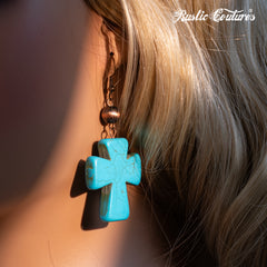 RNS-1039  Rustic Couture's  Double Layered Beaded Necklace Cross Pendant Earrings Set