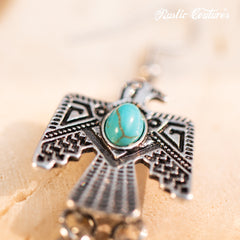 RCE-1115  Rustic Couture's  Thunderbird Earrings Feathers Dangles