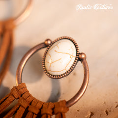 RCE-1114 Rustic Couture's  Bohemian Suede Tassel Hoop Statement Earrings