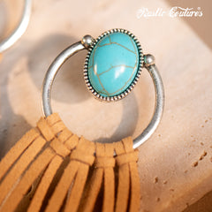 RCE-1114 Rustic Couture's  Bohemian Suede Tassel Hoop Statement Earrings