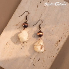 RNS-1055  Rustic Couture's Bohemian d Beaded Nougat Necklace Butterfly Pendant With Earing Set