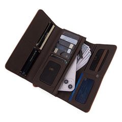 TR187-W002  Trinity Ranch Floral Tooled and Hair-On Cowhide Collection Wallet - Brown