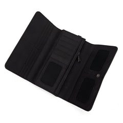 TR187-W002  Trinity Ranch Floral Tooled and Hair-On Cowhide Collection Wallet - Black