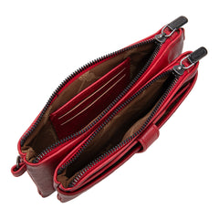 WG120-209  Wrangler Dual Zipper Compartment Crossbody Bag -Red