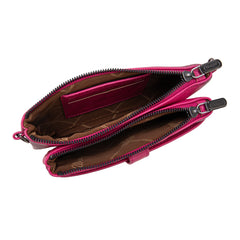 WG120-209  Wrangler Dual Zipper Compartment Crossbody Bag - Hot Pink
