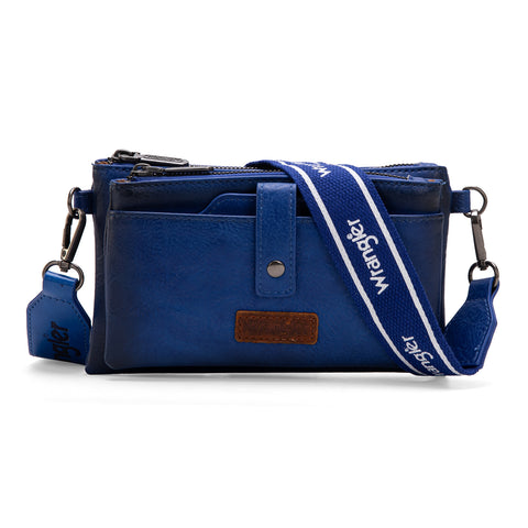 WG120-209  Wrangler Dual Zipper Compartment Crossbody Bag - Navy