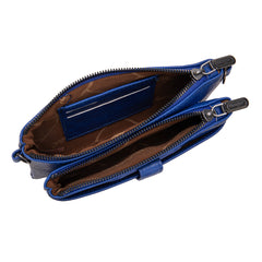 WG120-209  Wrangler Dual Zipper Compartment Crossbody Bag - Navy