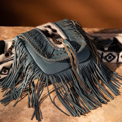 MWR-054 Montana West Genuine Leather Hair-On Cowhide Fringe Bohemian Crossbody Jean