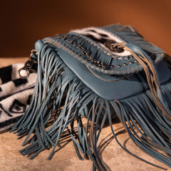 MWR-054 Montana West Genuine Leather Hair-On Cowhide Fringe Bohemian Crossbody Jean