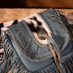 MWR-054 Montana West Genuine Leather Hair-On Cowhide Fringe Bohemian Crossbody Jean