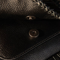 MWR-054 Montana West Genuine Leather Hair-On Cowhide Fringe Bohemian Crossbody - Black