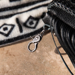 MWR-054 Montana West Genuine Leather Hair-On Cowhide Fringe Bohemian Crossbody - Black
