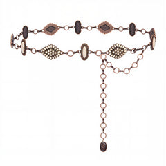 RCB-03-113WH   Rustic Couture Western White Bead Concho Link Chain Belt