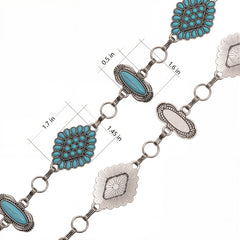 RCB-03-113TQ  Rustic Couture Western Turquoise Bead Concho Link Chain Belt