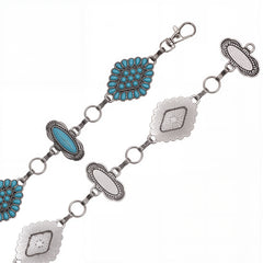 RCB-03-113TQ  Rustic Couture Western Turquoise Bead Concho Link Chain Belt