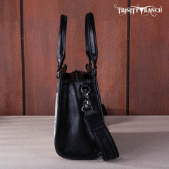 TR164-8250A  Trinity Ranch Hair On Cowhide Tooling Concealed Carry Tote/Crossbody