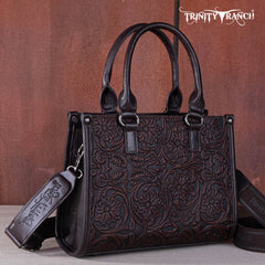 TR164-8250B  Trinity Ranch Floral Tooled Concealed Carry Tote/Crossbody