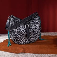 MW1240G-918 Montana West Leopard Collection Concealed Carry Hobo - Black