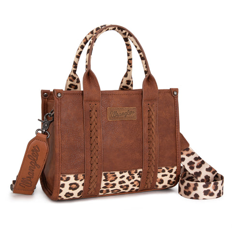 WG102-8120S  Wrangler Leopard  Print Concealed Carry Tote/Crossbody - LP-BR