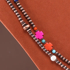 RNS-1038  Rustic Couture's  Layered Beaded Necklace Earrings Set