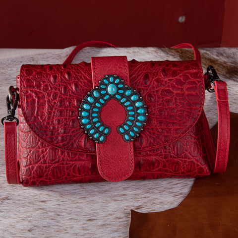 WG62-181A  Wrangler Croc Embossed  Crossbody - Red