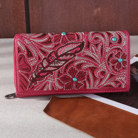 MW1244-W010 Montana West Embroidered Floral Cut-out Collection Wallet