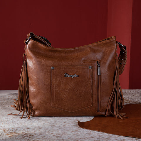 WG62G-918   Wrangler Croc Embossed Whipstitch Concealed Carry Hobo - Brown