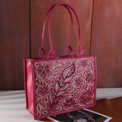 MW1244G-8317  Montana West Embroidered Floral Cut-out Collection Concealed Carry Tote