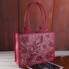 MW1244G-8317  Montana West Embroidered Floral Cut-out Collection Concealed Carry Tote