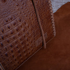 WG62G-8317   Wrangler Crocodile Embossed Whipstitch Concealed Carry Tote -Brown
